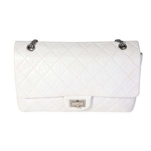 Chanel White Aged Calfskin Quilted 2.55 Reissue 227 Flap